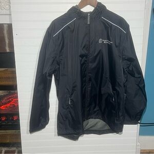 Charles River Apparel Black Raincoat Local Business Logo on Chest Size Large